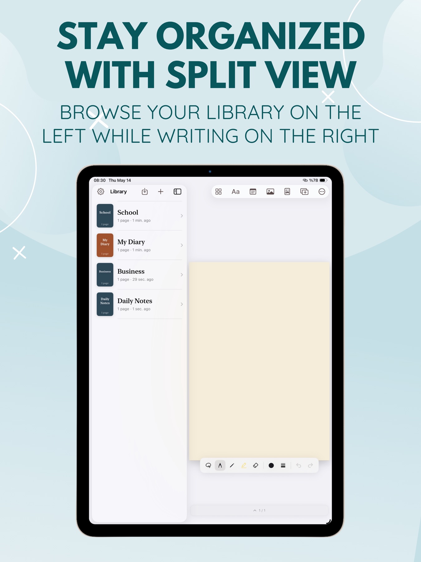 Split view library on iPad